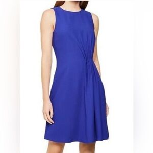 Reiss Nadia Cobalt Blue Sleeveless Fit and Flare Pleated Front Detail Dress Sz 6